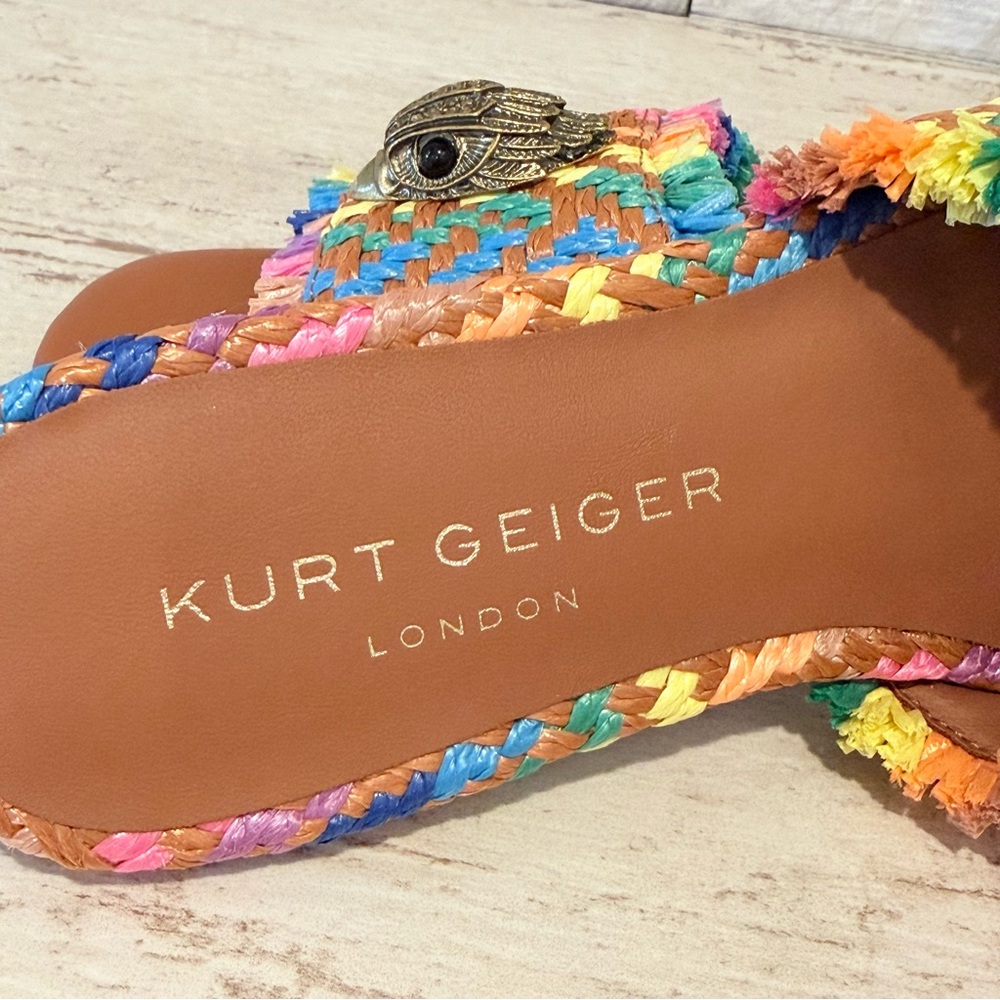 Kurt Geiger Kensington Eagle Casual Rainbow Flat Raffia Slide Sandals 36.5 EU - Picture 12 of 16